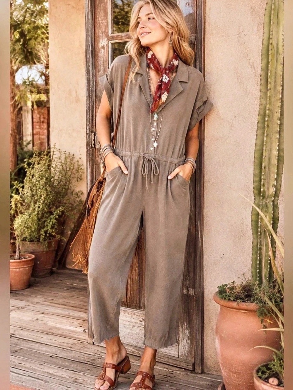 Free People So Deas It Jumpsuit in Brown Size Small